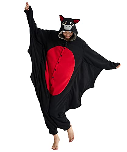 Kgromfy Schwarzer Fledermaus-Einteiler für Erwachsene, Halloween-Tier-Cosplay-Outfits, einteiliger Kostüm, Party-Overall, Homewear XL Kgromfy Schwarzer Fledermaus-Einteiler für Erwachsene, Halloween-Tier-Cosplay-Outfits, einteiliger Kostüm, Party-Overall, Homewear XL von Kgromfy