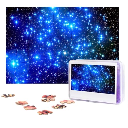 Blue Shining Stars Puzzles 300 Teile Personalisierte Puzzles Fotos Puzzle für Familie Bilderpuzzle für Erwachsene Hochzeit Geburtstag (74,9 x 50 cm) von Khiry