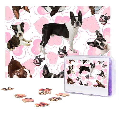 Boston Terrier Red Heart Dog Puzzles 300 Pieces Personalized Jigsaw Puzzles Photos Puzzle for Family Picture Puzzle for Adults Wedding Birthday (74.9 cm x 50.0 cm) von Khiry
