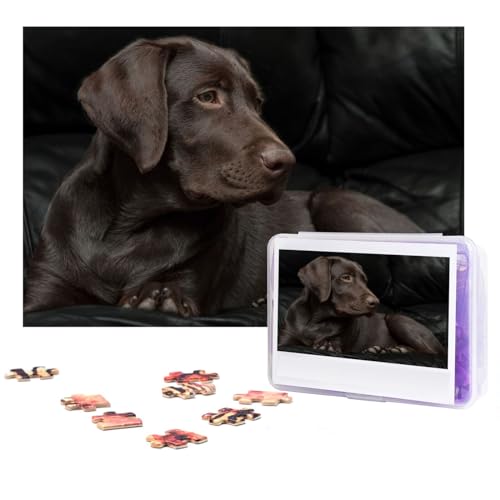Braune Labrador-Retriever-Puzzles, 300 Teile, personalisierte Puzzles, Foto-Puzzle für Familie, Bilderpuzzle für Erwachsene, Hochzeit, Geburtstag (74,9 x 50 cm) von Khiry
