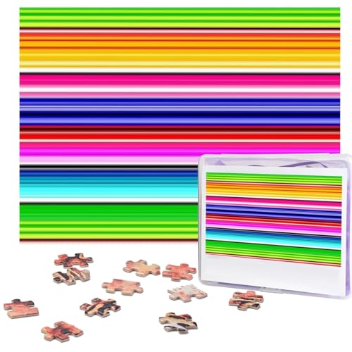 Bunte mexikanische Streifen-Puzzles, 500 Teile, personalisiertes Puzzle, Foto-Puzzle für Familie, Bilderpuzzle für Erwachsene, Hochzeit, Geburtstag (51,8 x 38,1 cm) von Khiry