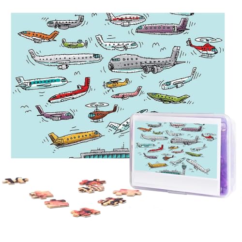 Cartoon-Flugzeug-Puzzle, 300 Teile, personalisierte Puzzles, Foto-Puzzle für Familie, Bilderpuzzle für Erwachsene, Hochzeit, Geburtstag (74,9 x 50 cm) von Khiry