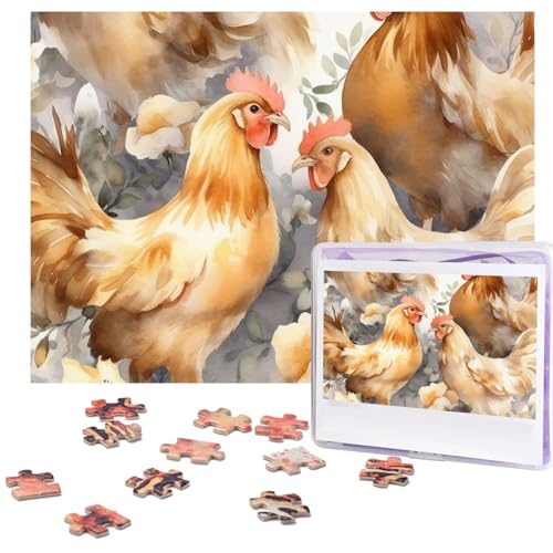 Chicken Duck Puzzles 500 Teile Personalisierte Puzzles Fotos Puzzle für Familie Bilderpuzzle für Erwachsene Hochzeit Geburtstag (51,8 x 38,1 cm) von Khiry