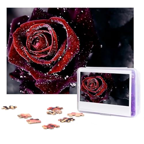 Dew Rose Puzzles 300 Teile Personalisierte Puzzles Fotos Puzzle für Familie Bilderpuzzle für Erwachsene Hochzeit Geburtstag (74,9 x 50 cm) von Khiry