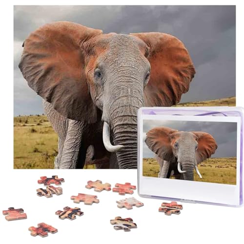 Elefanten-Puzzle, 500 Teile, personalisiertes Puzzle, Foto-Puzzle für Familie, Bilderpuzzle für Erwachsene, Hochzeit, Geburtstag (51,8 x 38,1 cm) von Khiry