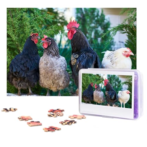 Four Chicken Puzzles 300 Teile Personalisierte Puzzles Fotos Puzzle für Familie Bilderpuzzle für Erwachsene Hochzeit Geburtstag (74,9 x 50 cm) von Khiry