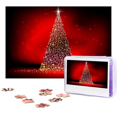 Glitzernde Weihnachtsbaum-Puzzles, 300 Teile, personalisiertes Puzzle, Foto-Puzzle für Familie, Bilderpuzzle für Erwachsene, Hochzeit, Geburtstag (74,9 x 50 cm) von Khiry