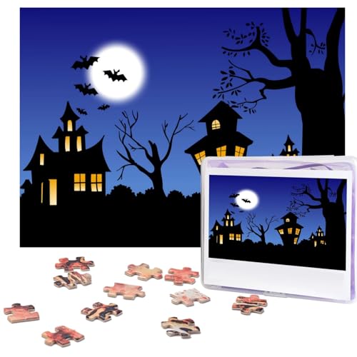 Halloween-Nacht-Puzzle, 500 Teile, personalisierbar, Foto-Puzzle für Familie, Bilderpuzzle für Erwachsene, Hochzeit, Geburtstag (51,8 x 38,1 cm) von Khiry