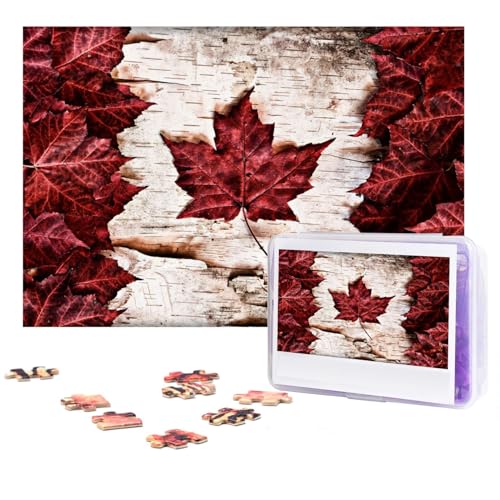 Kanada Maple Leaf Puzzles 300 Teile Personalisierte Puzzles Fotos Puzzle für Familie Bilderpuzzle für Erwachsene Hochzeit Geburtstag (74,9 x 50 cm) von Khiry
