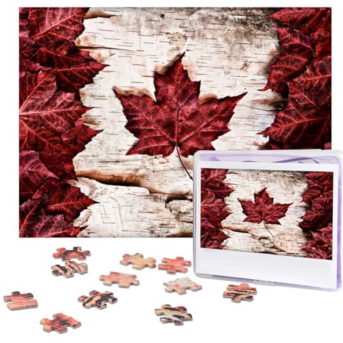 Kanada Maple Leaf Puzzles 500 Teile Personalisierte Puzzles Fotos Puzzle für Familie Bilderpuzzle für Erwachsene Hochzeit Geburtstag (51,8 x 38,1 cm) von Khiry