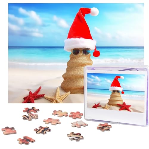 Merry Christmas Beach Puzzles 500 Pieces Personalized Jigsaw Puzzles Photos Puzzle for Family Picture Puzzle for Adults Wedding Birthday (51.8 cm x 38.1 cm) von Khiry