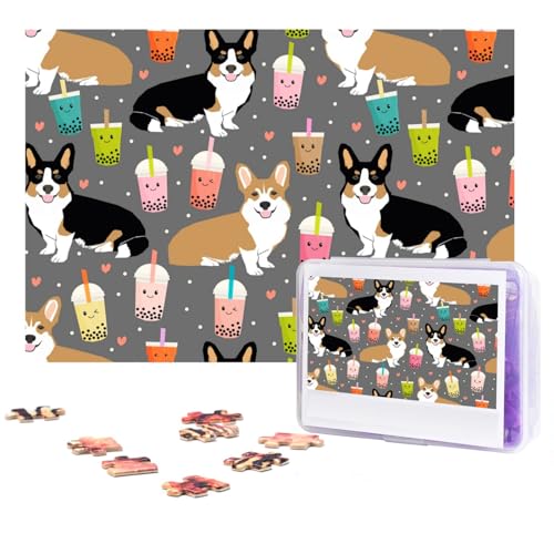 Niedliche Corgi-Puzzles, 300 Teile, personalisiertes Puzzle, Foto-Puzzle für Familie, Bilderpuzzle für Erwachsene, Hochzeit, Geburtstag (74,9 x 50 cm) von Khiry