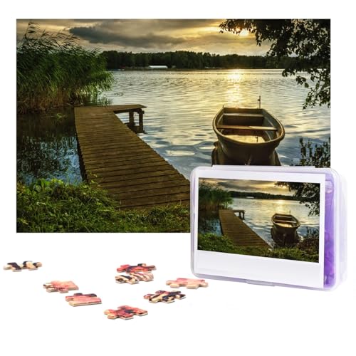 Puzzle mit Boot am See, 300 Teile, personalisierbar, Foto-Puzzle für Familie, Bilderpuzzle für Erwachsene, Hochzeit, Geburtstag (74,9 x 50 cm) von Khiry