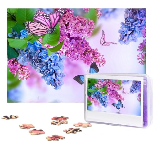 Schmetterlings-Garten-Puzzle, 300 Teile, personalisierbar, Foto-Puzzle für Familie, Bilderpuzzle für Erwachsene, Hochzeit, Geburtstag (74,9 x 50 cm) von Khiry