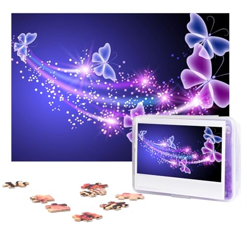 Schmetterlingspuzzle, Violett, 300 Teile, personalisierbar, Foto-Puzzle für Familie, Bilderpuzzle für Erwachsene, Hochzeit, Geburtstag (74,9 x 50 cm) von Khiry