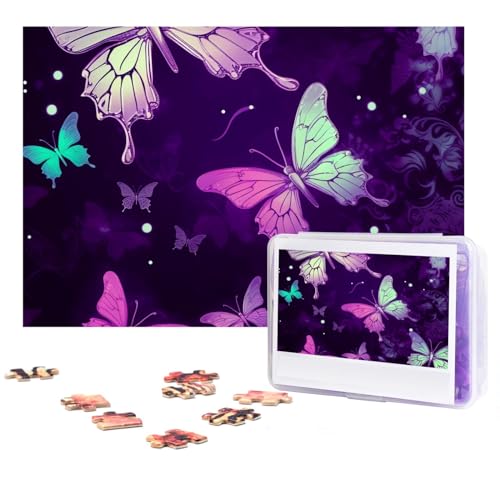 Schmetterlingspuzzle, Violett, 300 Teile, personalisierbar, Foto-Puzzle für Familie, Bilderpuzzle für Erwachsene, Hochzeit, Geburtstag (74,9 x 50 cm) von Khiry