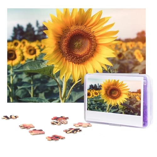 Schöne Sonnenblumen-Puzzles, 300 Teile, personalisiertes Puzzle, Foto-Puzzle für Familie, Bilderpuzzle für Erwachsene, Hochzeit, Geburtstag (74,9 x 50 cm) von Khiry