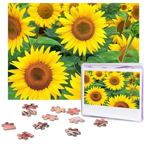 Schöne Sonnenblumen-Puzzles, 500 Teile, personalisiertes Puzzle, Foto-Puzzle für Familie, Bilderpuzzle für Erwachsene, Hochzeit, Geburtstag (51,8 x 38,1 cm) von Khiry