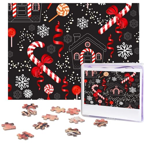 Weihnachts-Lutscher-Puzzle, 500 Teile, personalisierbar, Foto-Puzzle für Familie, Bilderpuzzle für Erwachsene, Hochzeit, Geburtstag (51,8 x 38,1 cm) von Khiry