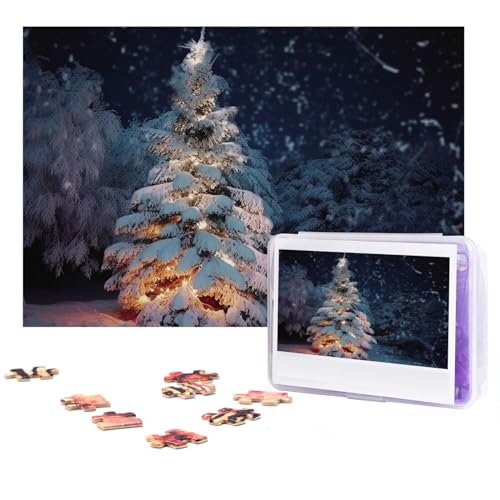 Weihnachtsbaum-Schnee-Puzzles, 300 Teile, personalisierbar, Foto-Puzzle für Familie, Bilderpuzzle für Erwachsene, Hochzeit, Geburtstag (74,9 x 50 cm) von Khiry