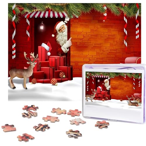 Weihnachtsmann-Weihnachts-Zoom-Puzzle, 500 Teile, personalisierte Puzzles, Foto-Puzzle für Familie, Bilderpuzzle für Erwachsene, Hochzeit, Geburtstag (51,8 x 38,1 cm) von Khiry