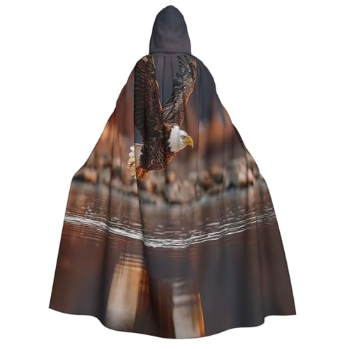 Khkbnb Der Adler auf dem See Kapuzenumhang für Erwachsene, Halloween-Kostüm, perfekt für Hexen-Cosplay, Horror-Halloween-Partys von Khkbnb