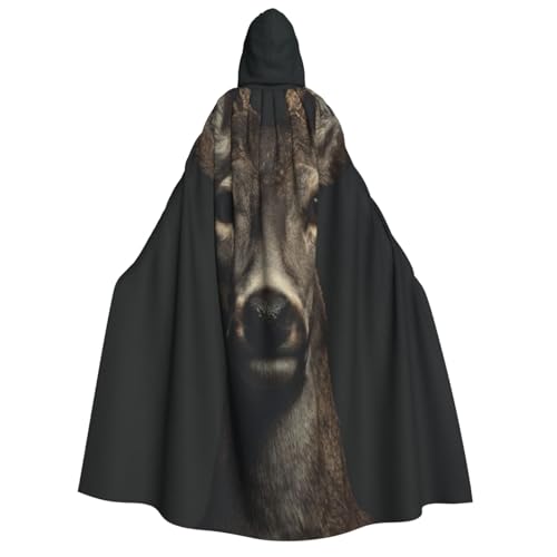 Khkbnb Der Blick eines Hirschs mit Kapuze für Erwachsene, Halloween-Kostüm, perfekt für Hexen-Cosplay, Horror-Halloween-Partys von Khkbnb