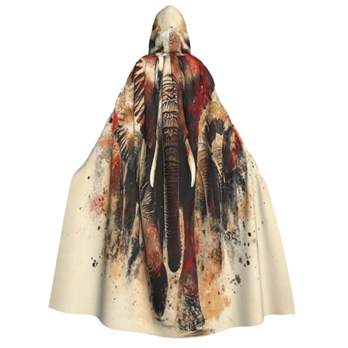Khkbnb Gemalte Bildgruppe mit Kapuze für Erwachsene, Halloween-Kostüm, perfekt für Hexen-Cosplay, Horror-Halloween-Partys von Khkbnb
