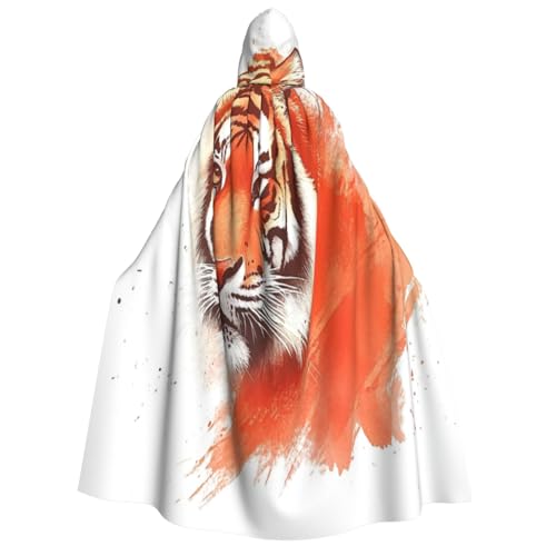Khkbnb Gemalter Tigerkopf mit Kapuze für Erwachsene, Halloween-Kostüm, perfekt für Hexen-Cosplay, Horror-Halloween-Partys von Khkbnb