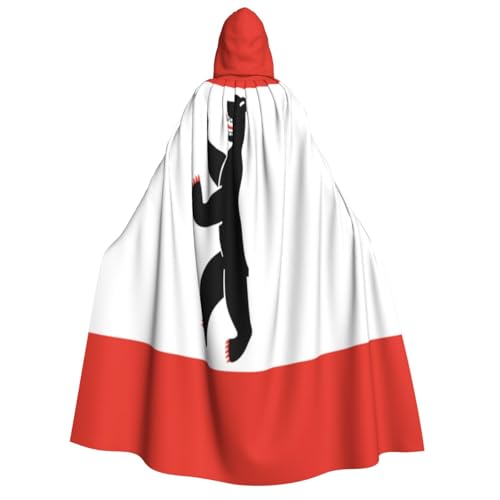 Khkbnb Kapuzenumhang mit Berliner Flagge, Halloween-Kostüm, perfekt für Hexen-Cosplay, Horror-Halloween-Partys von Khkbnb