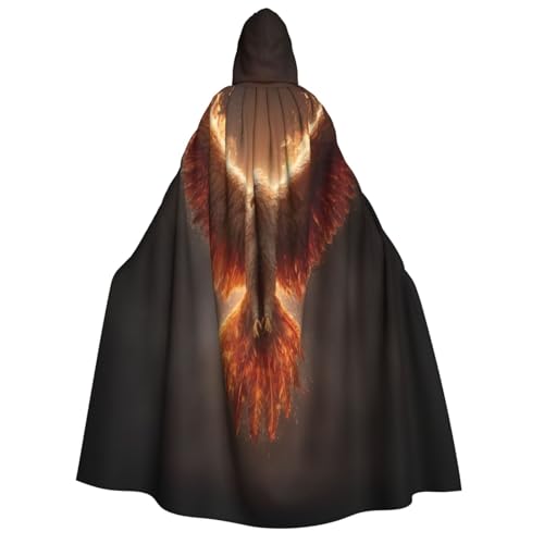 Khkbnb Kapuzenumhang mit Flammenadler, Halloween-Kostüm, perfekt für Hexe, Cosplay, Horror, Halloween-Partys von Khkbnb