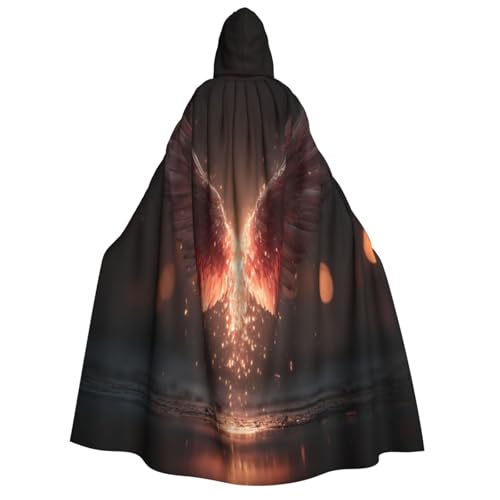 Khkbnb Kapuzenumhang mit Flammenflügeln für Erwachsene, Halloween-Kostüm, perfekt für Hexen-Cosplay, Horror-Halloween-Partys von Khkbnb