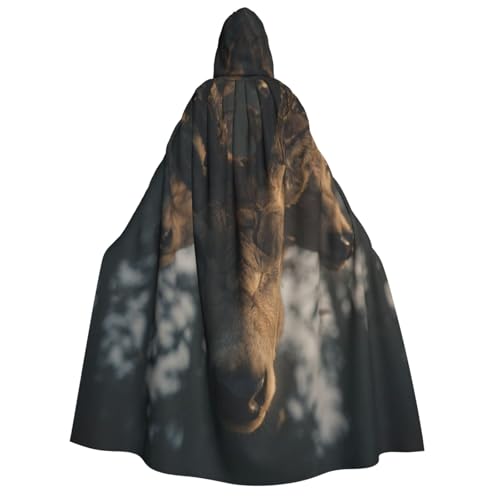 Khkbnb Kapuzenumhang mit Hirschkopf für Erwachsene, Halloween-Kostüm, perfekt für Hexen-Cosplay, Horror-Halloween-Partys von Khkbnb