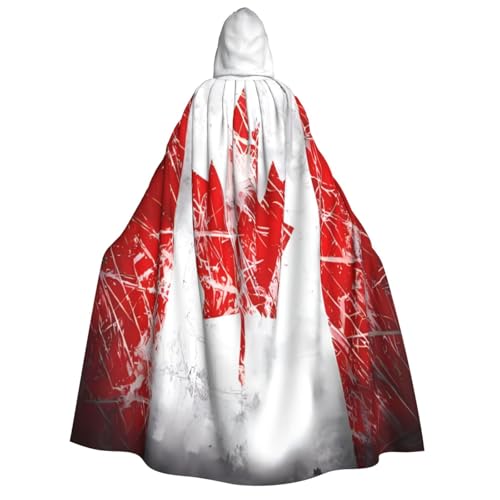 Khkbnb Kapuzenumhang mit Kanada-Flagge, für Erwachsene, Halloween-Kostüm, perfekt für Hexe, Cosplay, Horror, Halloween-Partys von Khkbnb