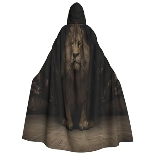 Khkbnb Kapuzenumhang mit Löwe, für Erwachsene, Halloween-Kostüm, perfekt für Hexen-Cosplay, Horror-Halloween-Partys von Khkbnb