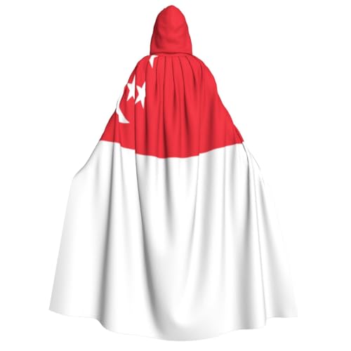 Khkbnb Kapuzenumhang mit Singapur-Flagge, Halloween-Kostüm, perfekt für Hexen-Cosplay, Horror-Halloween-Partys von Khkbnb