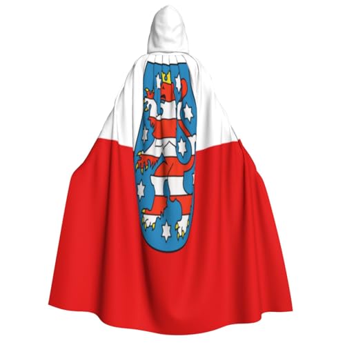 Khkbnb Kapuzenumhang mit Thüringen-Flagge für Erwachsene, Halloween-Kostüm, perfekt für Hexen-Cosplay, Horror-Halloween-Partys von Khkbnb
