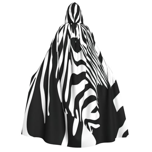 Khkbnb Kapuzenumhang mit Zebrastreifen für Erwachsene, Halloween-Kostüm, perfekt für Hexen-Cosplay, Horror-Halloween-Partys von Khkbnb