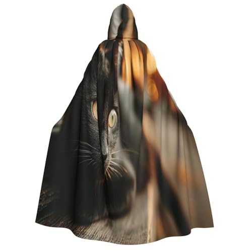Khkbnb Kapuzenumhang mit der wartenden Katze, Halloween-Kostüm, perfekt für Hexe, Cosplay, Horror, Halloween-Partys von Khkbnb