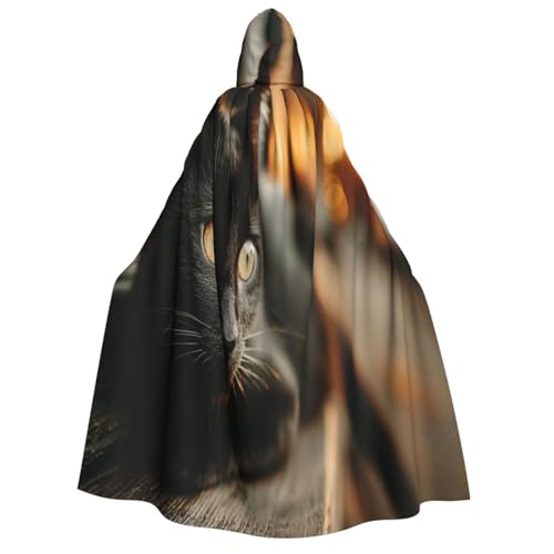 Khkbnb Kapuzenumhang mit der wartenden Katze, Halloween-Kostüm, perfekt für Hexe, Cosplay, Horror, Halloween-Partys von Khkbnb