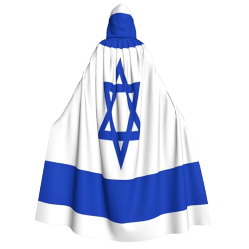 Khkbnb Kapuzenumhang mit israelischer Flagge, Halloween-Kostüm, perfekt für Hexen-Cosplay, Horror-Halloween-Partys von Khkbnb