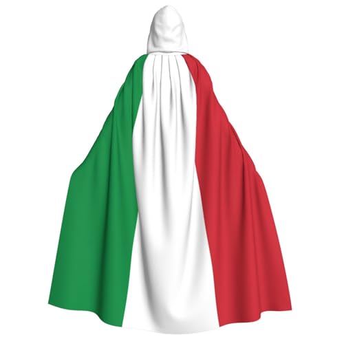 Khkbnb Kapuzenumhang mit italienischer Flagge, Halloween-Kostüm, perfekt für Hexen-Cosplay, Horror-Halloween-Partys von Khkbnb