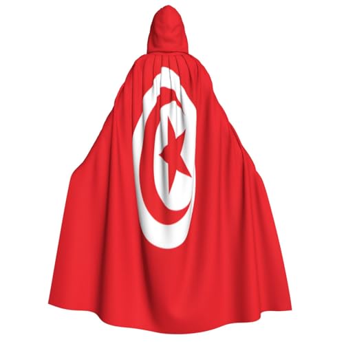 Khkbnb Kapuzenumhang mit tunesischer Flagge für Erwachsene, Halloween-Kostüm, perfekt für Hexen-Cosplay, Horror-Halloween-Partys von Khkbnb