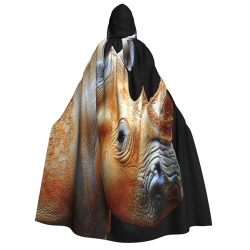 Khkbnb Lonely Rhino Kapuzenumhang für Erwachsene, Halloween-Kostüm, perfekt für Hexen-Cosplay, Horror-Halloween-Partys von Khkbnb