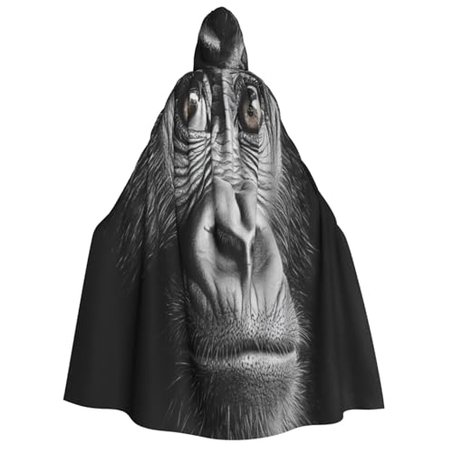 Khkbnb Melancholischer Gorilla-Umhang mit Kapuze für Erwachsene, Halloween-Kostüm, perfekt für Hexen-Cosplay, Horror-Halloween-Partys von Khkbnb