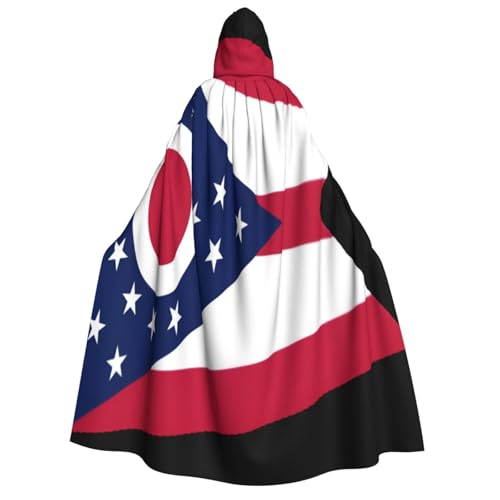 Khkbnb Ohio State Flag Kapuzenumhang für Erwachsene, Halloween-Kostüm, perfekt für Hexen-Cosplay, Horror-Halloween-Partys von Khkbnb
