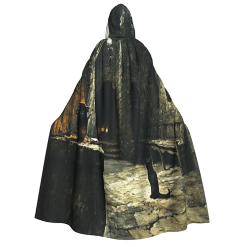 Khkbnb Old Castle Kapuzenumhang für Erwachsene, Halloween-Kostüm, perfekt für Hexen-Cosplay, Horror-Halloween-Partys von Khkbnb