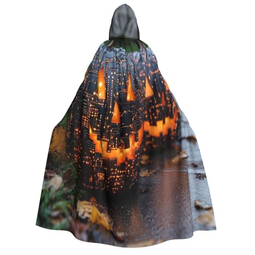 Khkbnb Pumpkin Technology Kapuzenumhang für Erwachsene, Halloween-Kostüm, perfekt für Hexen-Cosplay, Horror-Halloween-Partys von Khkbnb