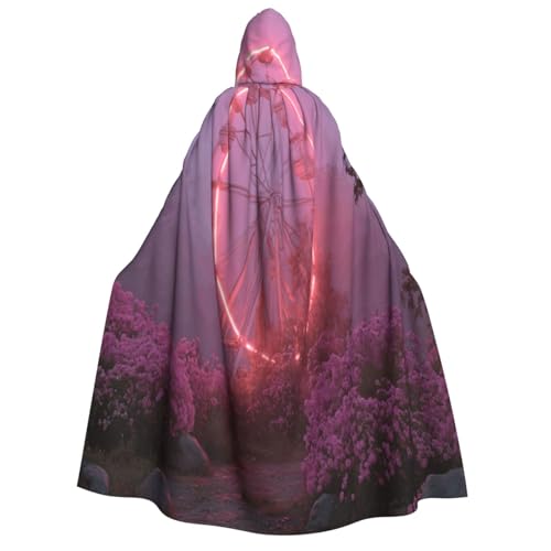 Khkbnb Rosafarbener Riesenrad-Umhang mit Kapuze, Halloween-Kostüm, perfekt für Hexen-Cosplay, Horror-Halloween-Partys von Khkbnb