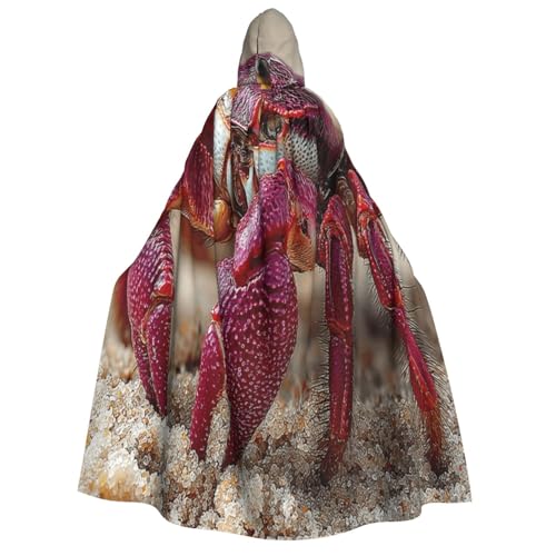 Khkbnb Rote Krabben Kapuzenumhang für Erwachsene, Halloween-Kostüm, perfekt für Hexen-Cosplay, Horror-Halloween-Partys von Khkbnb